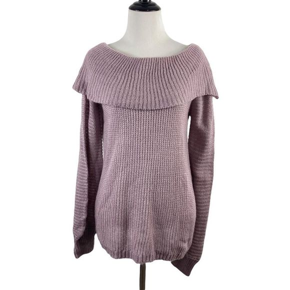 She and Sky Lavender Off the Shoulder Crochet Knit Sweater Size Medium - Picture 1 of 5